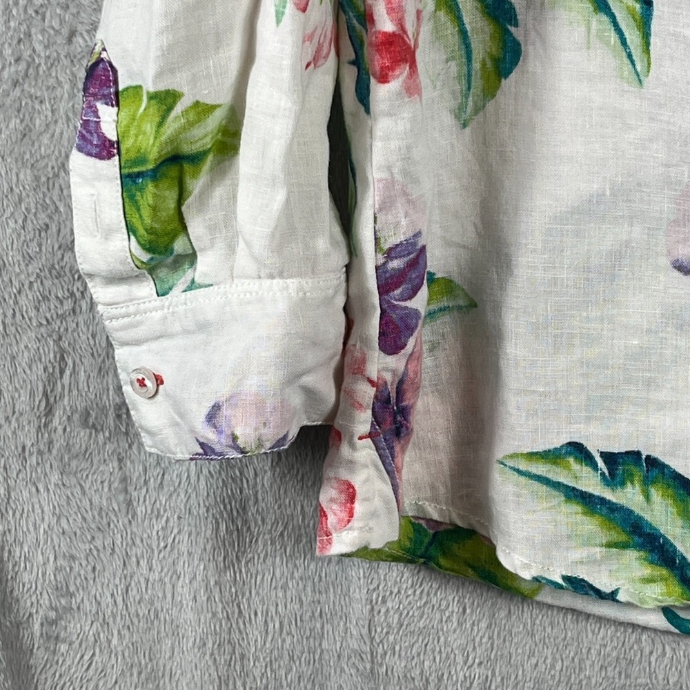 Tommy Bahama Womens XL 100% Linen Tropical Floral Beach Resort Camp Shirt Cruise - Picture 3 of 13